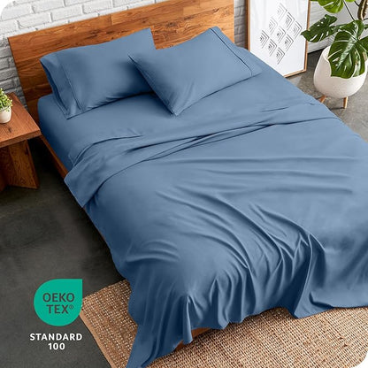 Bare Home Full Sheet Set - Luxury 1800 Ultra-Soft Microfiber Full Bed Sheets - Double Brushed - Deep Pockets - Easy Fit - 4 Piece Set - Bedding Sheets & Pillowcases (Full, Coronet Blue)