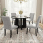 Merax 5-Piece Round Dining Table Set, Modern 4 Upholstered Chairs for Living,Kitchen Room, 43 Inch, Grey+Black