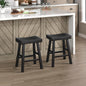 Lexicon Saddle Bar Stools Set of 2 Barstools with Footrest, Armless Dining Chairs for Kitchen Island, Breakfast Nook, Living Room, Counter Height, Black