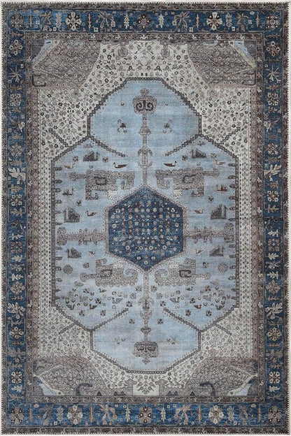 Keen Home Design 3x5 Rug - Machine Washable Entry Rug with Non-Slip Backing, Ideal for Enteryway, Kitchen, Bathroom, Laundry Room - Vintage, Easy Clean, Durable, Low Pile Rug - (3' x 5')
