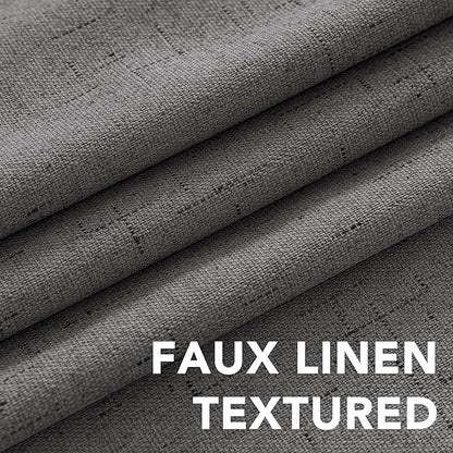 H.VERSAILTEX Primitive Linen Curtains 100% Blackout Curtain Drapes Burlap Fabric Curtains with White Thermal Insulated Liner, Grommet Top Drapes Living Room/Bedroom (2 Panels, 42 x 84 Inch, Grey)