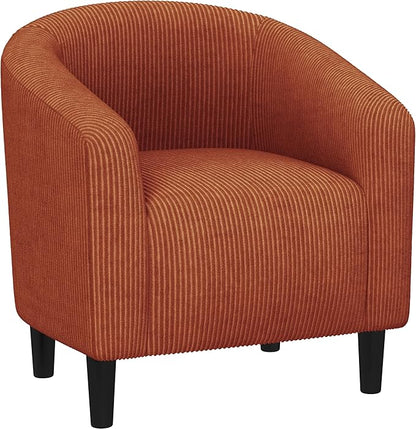 Yaheetech Accent Barrel Chair, Corduroy Fabric Club Chair, Furry Sherpa Elegant Armchair with Cozy Soft Padded, Suitable for Living Room Bedroom Reception Room Office, Brick Red