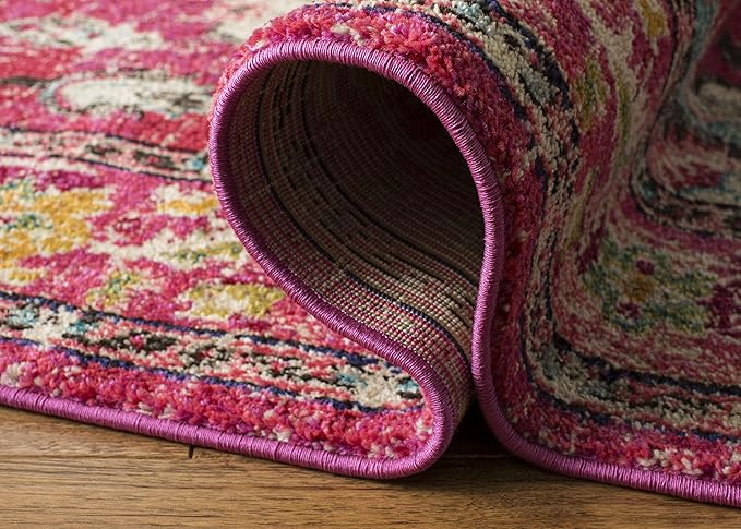 SAFAVIEH Monaco Collection Runner Rug - 2'2" x 10', Pink & Multi, Boho Chic Medallion Distressed Design, Non-Shedding & Easy Care, Ideal for High Traffic Areas in Living Room, Bedroom (MNC243D)