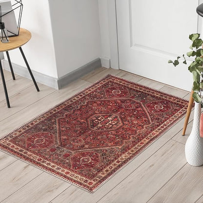 Keen Home Design 2x3 Rug - Machine Washable Entry Rug with Non-Slip Backing, Ideal for Enteryway, Kitchen, Bathroom, Laundry Room - Vintage, Easy Clean, Durable, Low Pile Rug - (2' x 3')