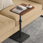 NiHome Minimalist Height Adjustable End Table, 360° Rotatable Sofa Armrest Side Tray Table, Adjustable Legs Space-Saving Couch Bedside Bathtub TV Tray C-Shaped End Table Snack Table for Eating (Brown)