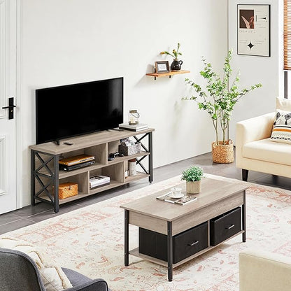 Yaheetech TV Stand for TVs up to 65 Inch, Industrial Entertainment Center with Storage Compartments, Media TV Console for Living Room, Gray