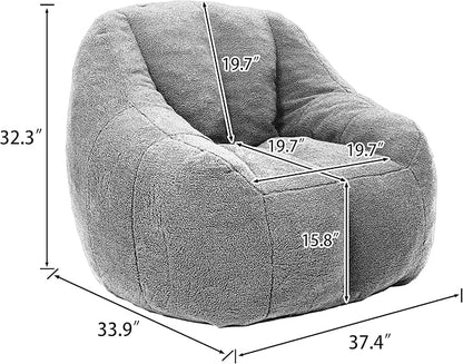 Furniliving Bean Bag Chair, Oversized Bean Bag Couch for Adults Comfy Bean Bag Sofa with Back Support, Large Bean Bag Chair Lazy Sofa for Living Room Bedroom, Darkgrey, Teddy