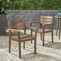 Merax Acacia Wood Dining Chairs Set of 2,Stamford Outdoor Acacia Wood Dining Chairs for Kitchen, Living Room,Outdoor,Grey