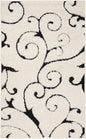 SAFAVIEH Florida Shag Collection Accent Rug - 2'3" x 5', Ivory & Black, Scroll Design, Non-Shedding & Easy Care, 1.2-inch Thick Ideal for High Traffic Areas in Foyer, Living Room, Bedroom (SG455-1290)