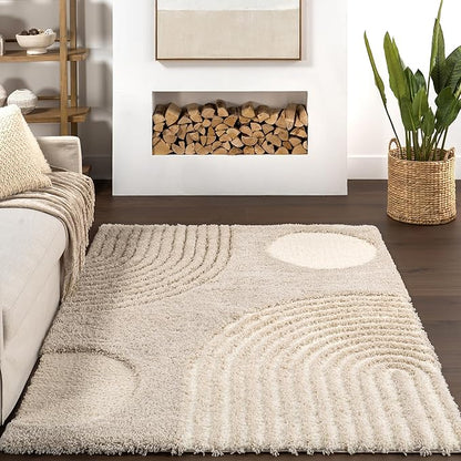 nuLOOM Gloria Abstract Shag Area Rug, 5x7, Light Brown