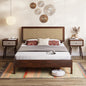 Bme Nipe Full 14 Inch Bohemian Bed Frame with Adjustable Wicker Headboard - Rustic & Vintage Unique Style with Acacia Wood - No Box Spring Needed - Easy Assembly - Walnut