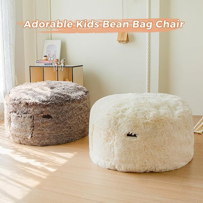 MAXYOYO Kids Bean Bag Chair, Stuffed Faux Fur Bean Bag for Toddler, Ultra Soft Floor Sofa with High-Density Foam Filling, Lazy Chair for Living Room, Playroom, Nursery Room