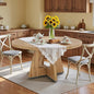 47" Round Dining Table for 4-6, Modern Dinner Table Farmhouse Round Small Kitchen Tables with Wooden Cross Base for Dining Room, Kitchen, Living Room, Retro Brown