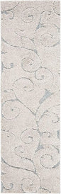 SAFAVIEH Florida Shag Collection Accent Rug - 2'3" x 4', Beige & Blue Grey, Scroll, Non-Shedding & Easy Care, 1.2-inch Thick Ideal for High Traffic Areas in Entryway, Living Room, Bedroom (SG455-1155)