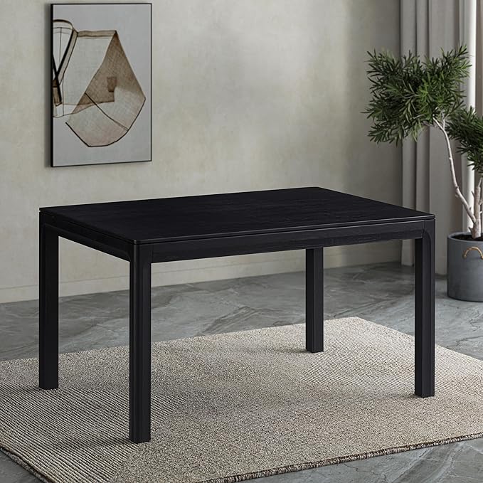 NTC Flow 55 Inch Modern Design, Rectangular Dinner Table for Dining Room, Living Room Furniture, Effortless Assembly, Burnt Black