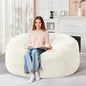 HABUTWAY 5FT Bean Bag Chair, 5' Large Bean Bag Chairs for Adults with Removable Stripe Plush Cover, Memory Foam Beanbag Chair for Living Room Bedroom Dorm (White)