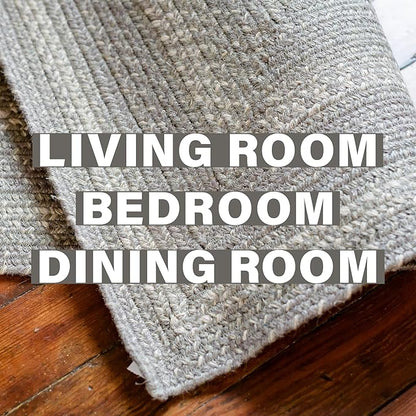 Homespice Grey Cloud Oval Area Rugs, 5x8' - Grey, Handmade with Jute - Warm Farmhouse Country Decor, Perfect for Living Rooms and Bedrooms - Durable, Easy to Clean and Pet Friendly