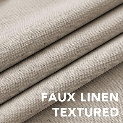 H.VERSAILTEX Linen Blackout Curtains Durable Thick Textured Linen Look 100% Blackout Patio Door Curtain Anti Rust Grommet Extra Wide Sliding Door Curtain Panel, Cobblestone, W100 x L84 inch