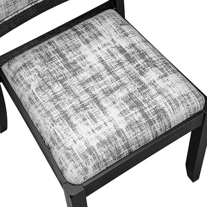 X12X2-006-30 - 13-piece Dining Room Table Set a Rectangular Kitchen Table and 12 Wire Brushed Black Polyester Fabric Stackable Chair, 39x120 Inch, Wire Brushed Black