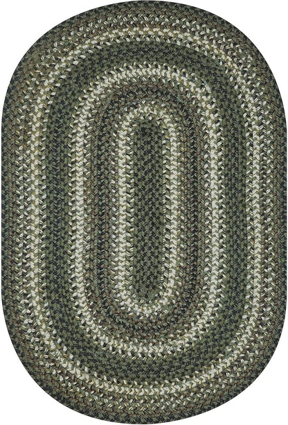Homespice Pinecone Rustic Braided Rugs 20x30 - Oval Green Kitchen Rug of Jute for Country Decor