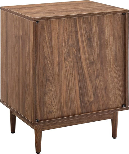 Crosley Furniture Liam End Table and Record Player Stand with Storage for Vinyl Records, Walnut