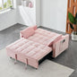 Ball & Cast Convertible Sofa Bed,Loveseat Sleeper Sofa W/Pull-Out Bed&2 Pillows,Convertible Pull Out Couch W/Adjustable Backrest&Side Pocket,Velvet Futon Couches for Living Room,Apartment,Pink,55"