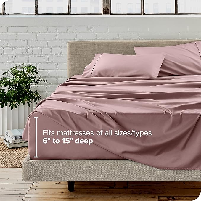 Bare Home Full Sheet Set - Luxury 1800 Ultra-Soft Microfiber Full Bed Sheets - Double Brushed - Deep Pockets - Easy Fit - 4 Piece Set - Bedding Sheets & Pillowcases (Full, Mauve)