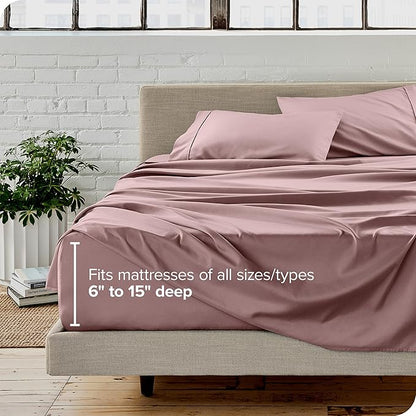 Bare Home Full Sheet Set - Luxury 1800 Ultra-Soft Microfiber Full Bed Sheets - Double Brushed - Deep Pockets - Easy Fit - 4 Piece Set - Bedding Sheets & Pillowcases (Full, Mauve)