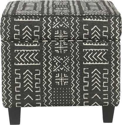 Homepop Home Decor | K7342-F2267 | Classic Square Storage Ottoman with Lift Off Lid | Ottoman with Storage for Living Room & Bedroom, Onyx, Large