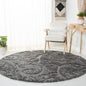 SAFAVIEH Florida Shag Collection Area Rug - 6'7" Round, Grey, Scroll Design, Non-Shedding & Easy Care, 1.2-inch Thick Ideal for High Traffic Areas in Living Room, Bedroom (SG455-8013)