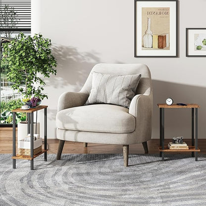 TUTOTAK Small Side Table, Narrow End Table, Skinny Sofa Table, Slim Nightstand, Couch Table, Living Room, Bed Room, Brown TB01BB062