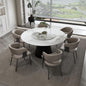 Ball & Cast 7-Piece Dining Set,Faux Marble Table with Detachable Rotating Tray & 6 PU Leather Chairs,Modern Kitchen Dining Room Table Set w/Stainless Steel Base,for Restaurant & Home,Grey