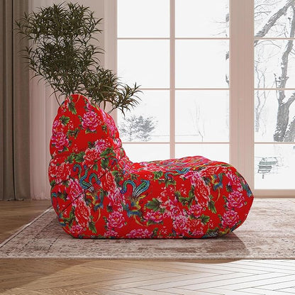 Big Bean Bag Chairs for Adults, 3 Seater Large Bean Bag Sofa, Fireside Chair Lazy Sofa Chair with High Density Comfortable Foam, Modern Bean Bag for Living Room, Bedroom, Office (Flower)