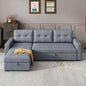 Ball & Cast L-Shape Reversible Sectional Sleeper Sofa Bed,Linen Upholstered 4 in 1 Pull Out Couch with Storage Chaise & Removable Back Cushions,Convertible Corner Sectionals for Living Room,Office