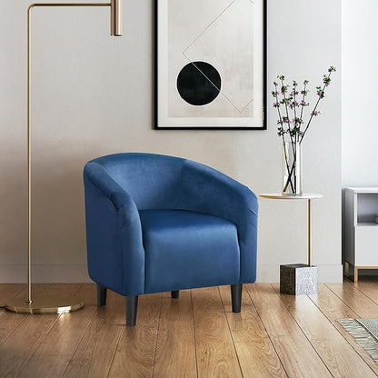 Yaheetech Club Chair, Velvet Accent Chair Upholstered Barrel Chair Sitting Chair with Armrest and Low Back for Living Room Bedroom, Pagoda Blue