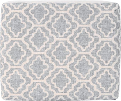 Home Decor | Upholstered MediumRectangular Storage Ottoman | Hinged Lid Ottoman with Storage for Living Room & Bedroom,Gray Geometric