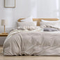 BESTOUCH Duvet Cover Set 100% Washed Cotton Linen Feel Super Soft Comfortable Chic Lightweight 3 PCs Home Bedding Set Solid Linen Grey Cal King