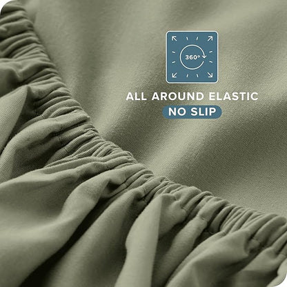 Bare Home Split Head Flex King Sheet Set - 1800 Ultra-Soft Microfiber Bed Sheets - Double Brushed - Deep Pockets - Easy Fit - 4 Piece Set - FlexTop King Bedding Sheets (Split Head Flex King, Sage)