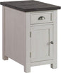 Martin Svensson Home Monterey Chairside Table - White with Grey Top - Coastal Multi-Use Table with Built-in Outlets and Drawers for Bedroom or Living Room