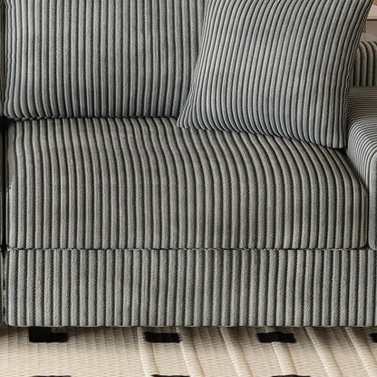 Eafurn 132.68" Oversized L Shaped Modular Sectional Sofa Couch with Reversible Chaise Lounge Daybed, Modern Corduroy Upholstered Corner Lounge Couch with Thick Cushions and Headrest