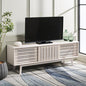 SAFAVIEH ESMA TV Stand for up to 65" Flatscreen – Bleached White, Sliding Doors with Interior Storage, Entertainment Media Console (MED9640C)