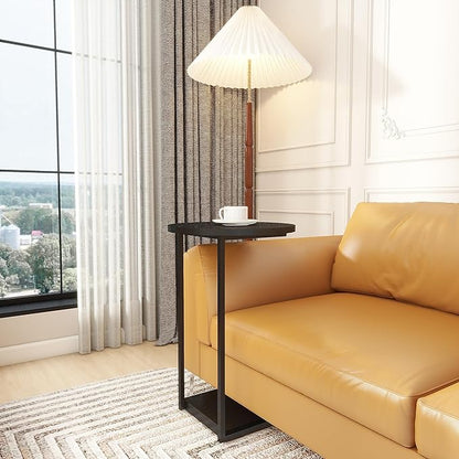 HDANI C End Table,Couch Table That Slide Under,Small Sofa Side Table in Living Room,Bedroom,Black