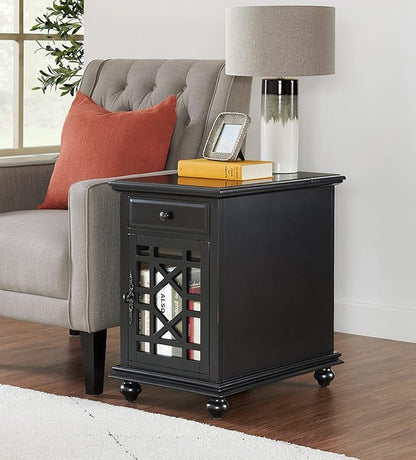 Martin Svensson Home Elegant Chairside End Table, 24 in x 16 in x 25 in, Antique Black