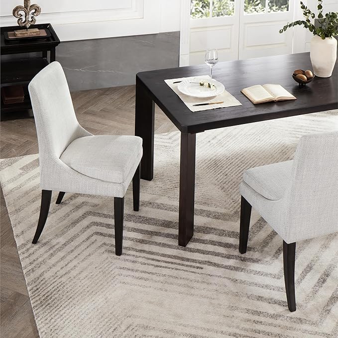 Upholstered Dining Chairs Modern Sidechair Performance Fabric High Back Armlesschair for Diningroom Kitchen,Linen,Set of 2(1 Box)