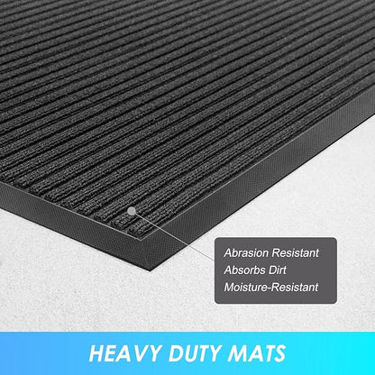 Vicwe Front Door Mat Indoor Outdoor Entrance, 59"x35.5" Heavy Duty Non-Slip Rubber Doormats, Low Profile,Easy Clean Entryway Floor Mats for Outside, Porch, Patios,Black