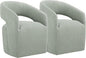 Upholstered Dining Chairs with Casters No Assembly Modern Barrel Armchair with Rollers for Diningroom Bedroom Livingroom Reading Room,Set of 2,Fog