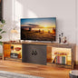 Bestier 70 Inch Led TV Stand for Large TVs - Modern Rustic Brown Entertainment Center with Adjustable Glass Shelves, Two Cabinets, 22 RGB Modes for Living Room Gaming