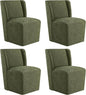 Upholstered Dining Chair with Casters Wingback Modern Side Armless Deskchair with Rollers for Diningroom Bedroom Livingroom Reading Room,Green,4 Box