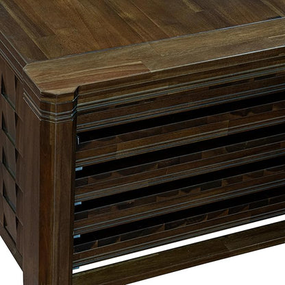 X12DA-0C8-32 - 14 Pieces Dining Set Includes an Extendable Rectangle Kitchen Table, 1 Coffee Table and 12 Polyester Fabric Dining Chairs, 39x120 Inch, Antique Walnut