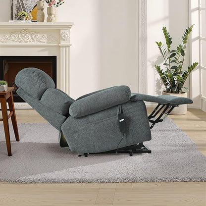Recliner Chair Power Lift Massage Chair Full Body 23" Large Size Electric Recliner with Seniors, Home Theater Seating with Remote Control, Side Pocket, Spacious Seat, Dark Gray
